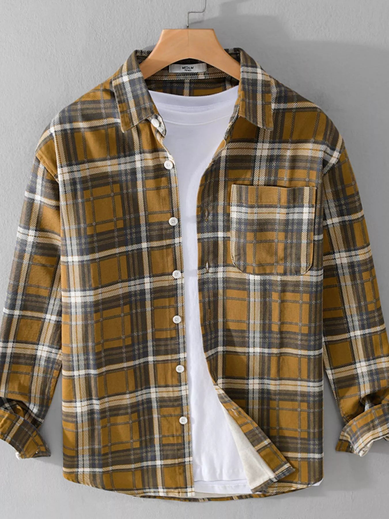 Men's Plaid Button Up Long Sleeve Shirt