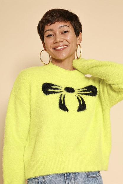 Intarsia Bow Sweater - Miss Sparkling