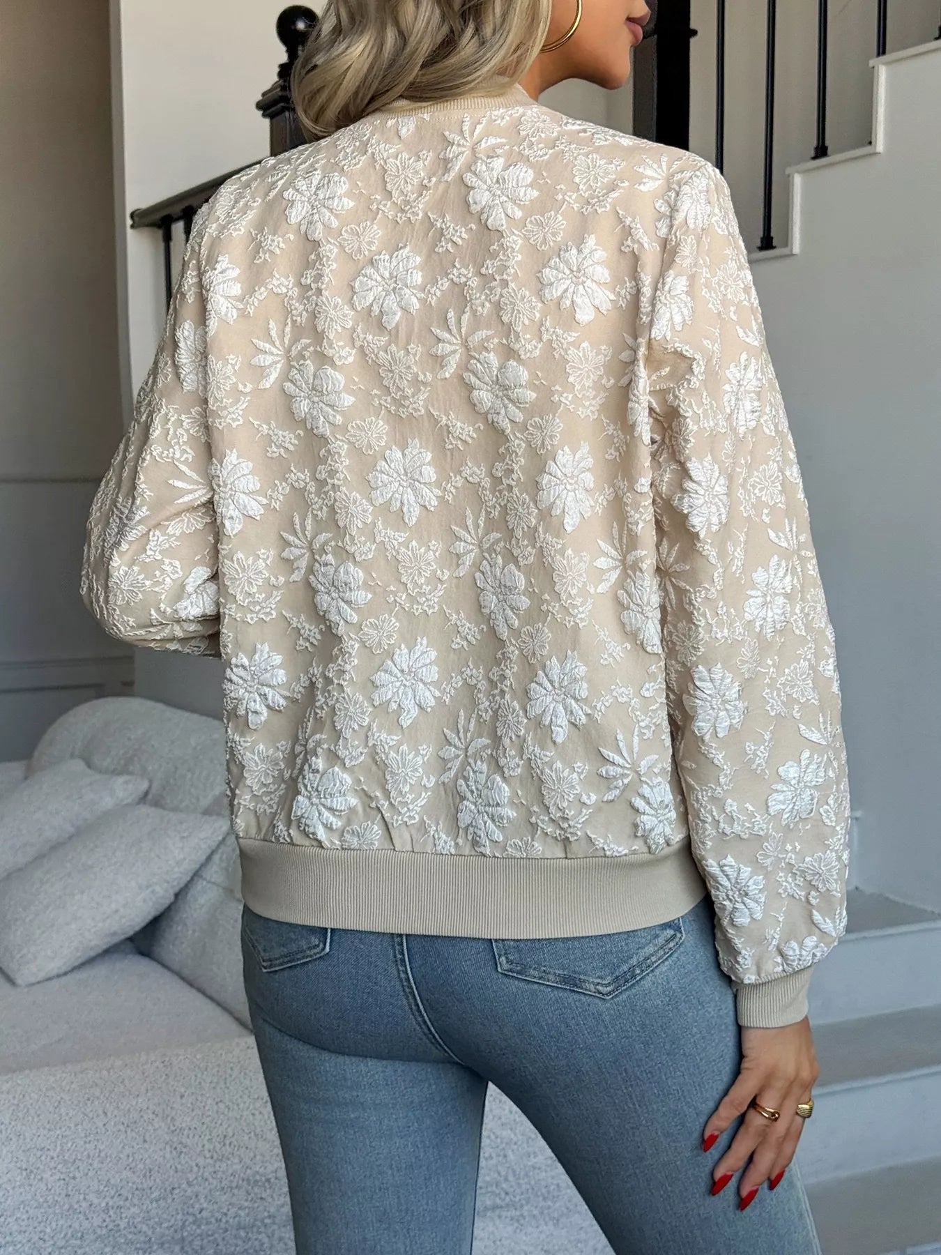Jacquard Print Bomber Jacket