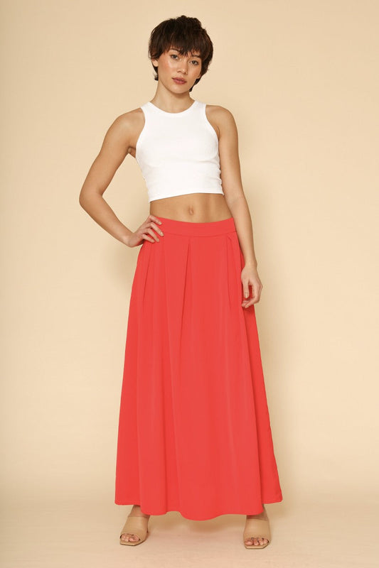High Waist Pleated Maxi Skirt