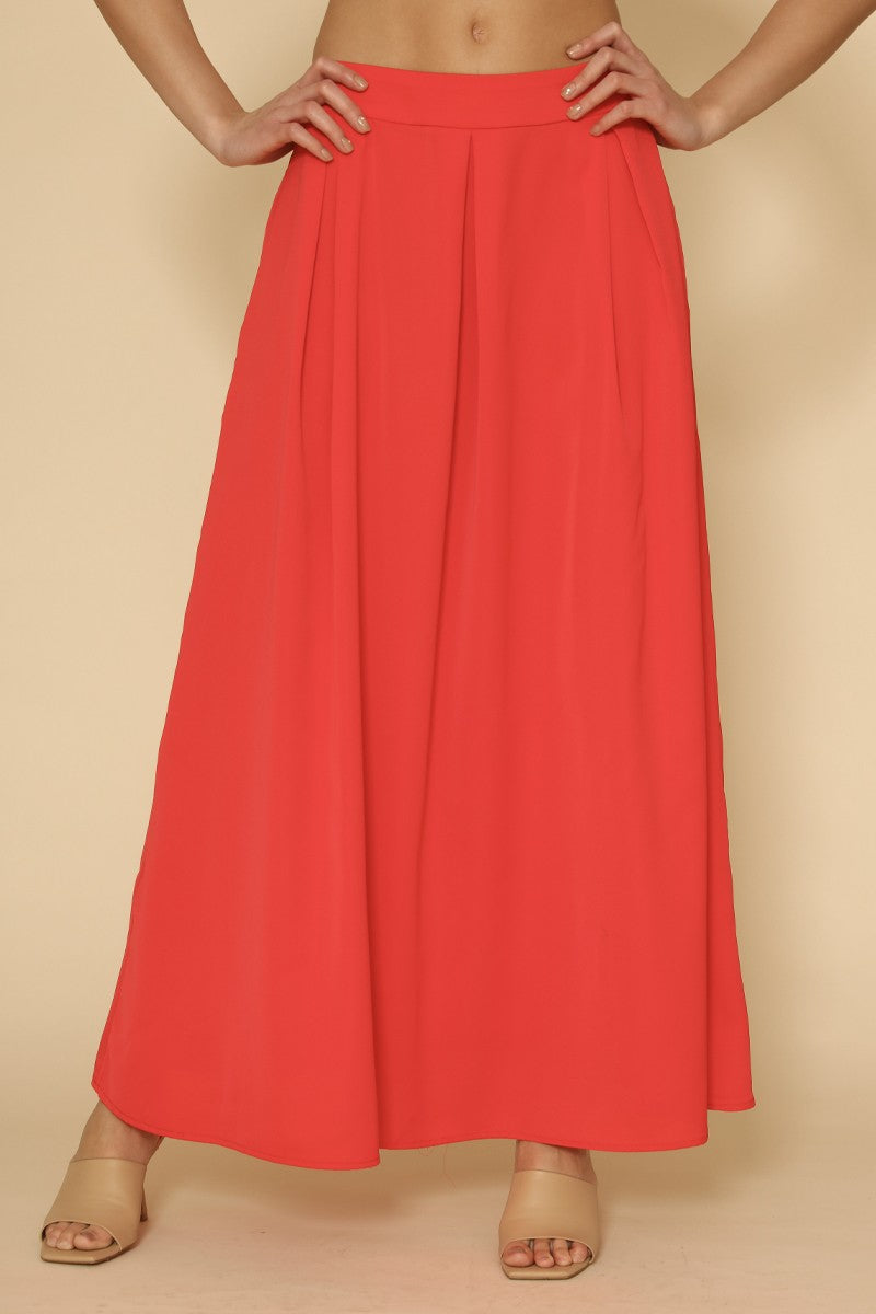 High Waist Pleated Maxi Skirt