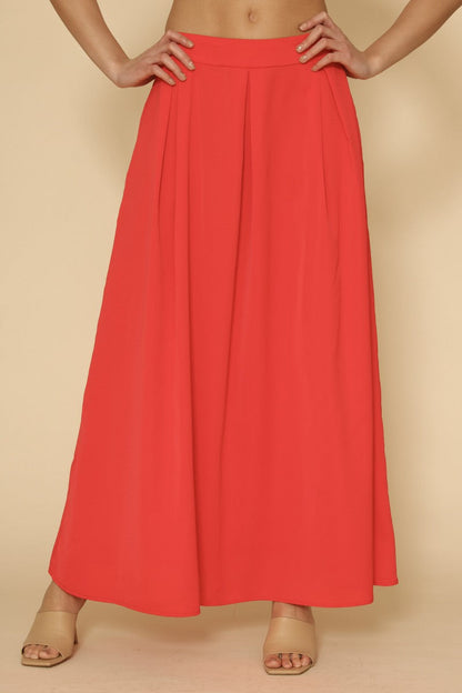 High Waist Pleated Maxi Skirt