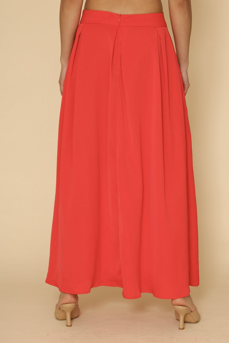 High Waist Pleated Maxi Skirt