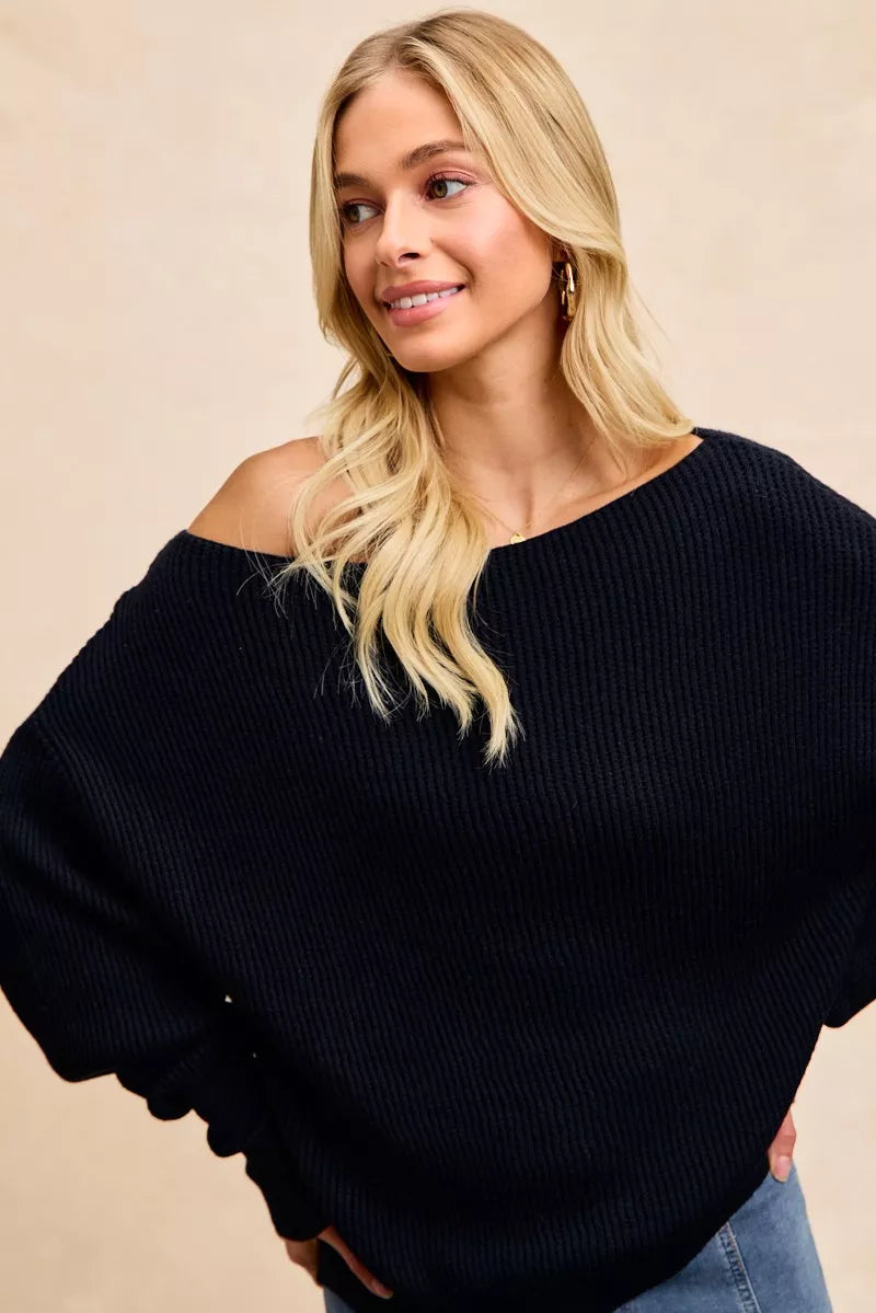 Waffle Knit Off Shoulder Top - Side View