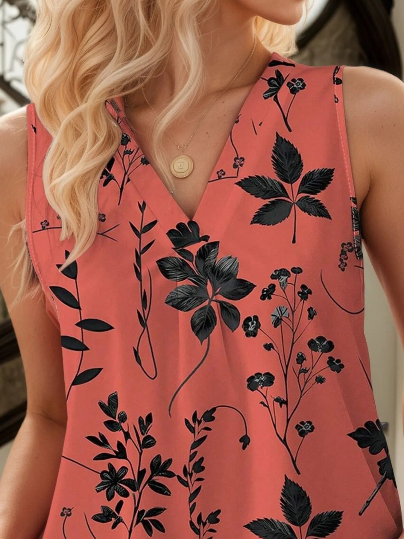 Versatile Printed V-Neck Top