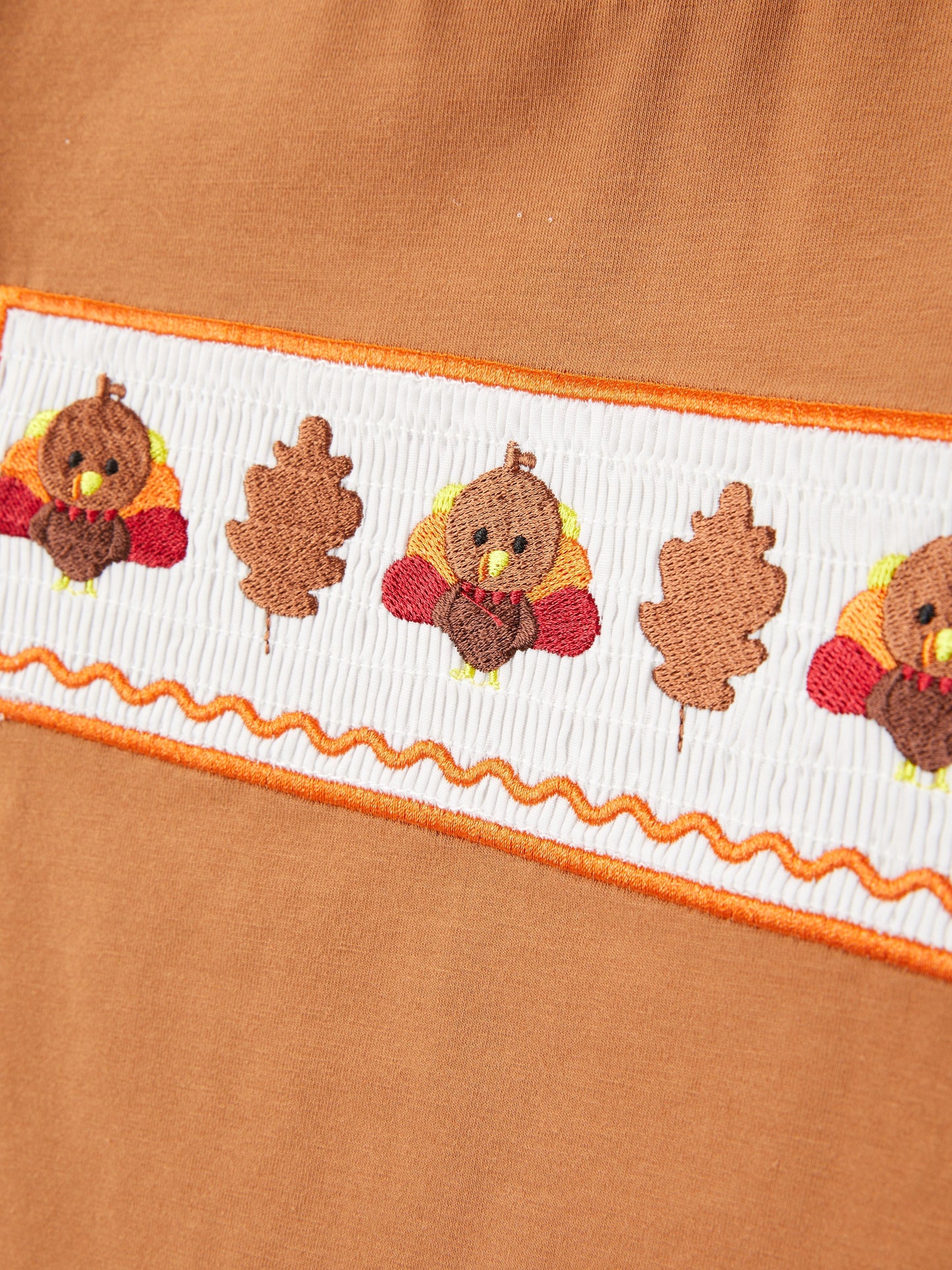 Embroidered Turkey Plaid Outfit Set