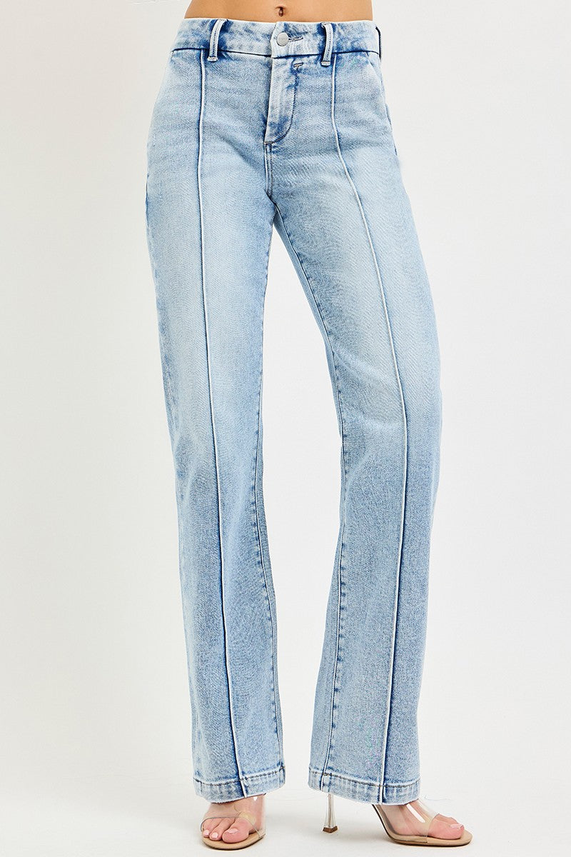 High Rise Pin Tuck Jeans