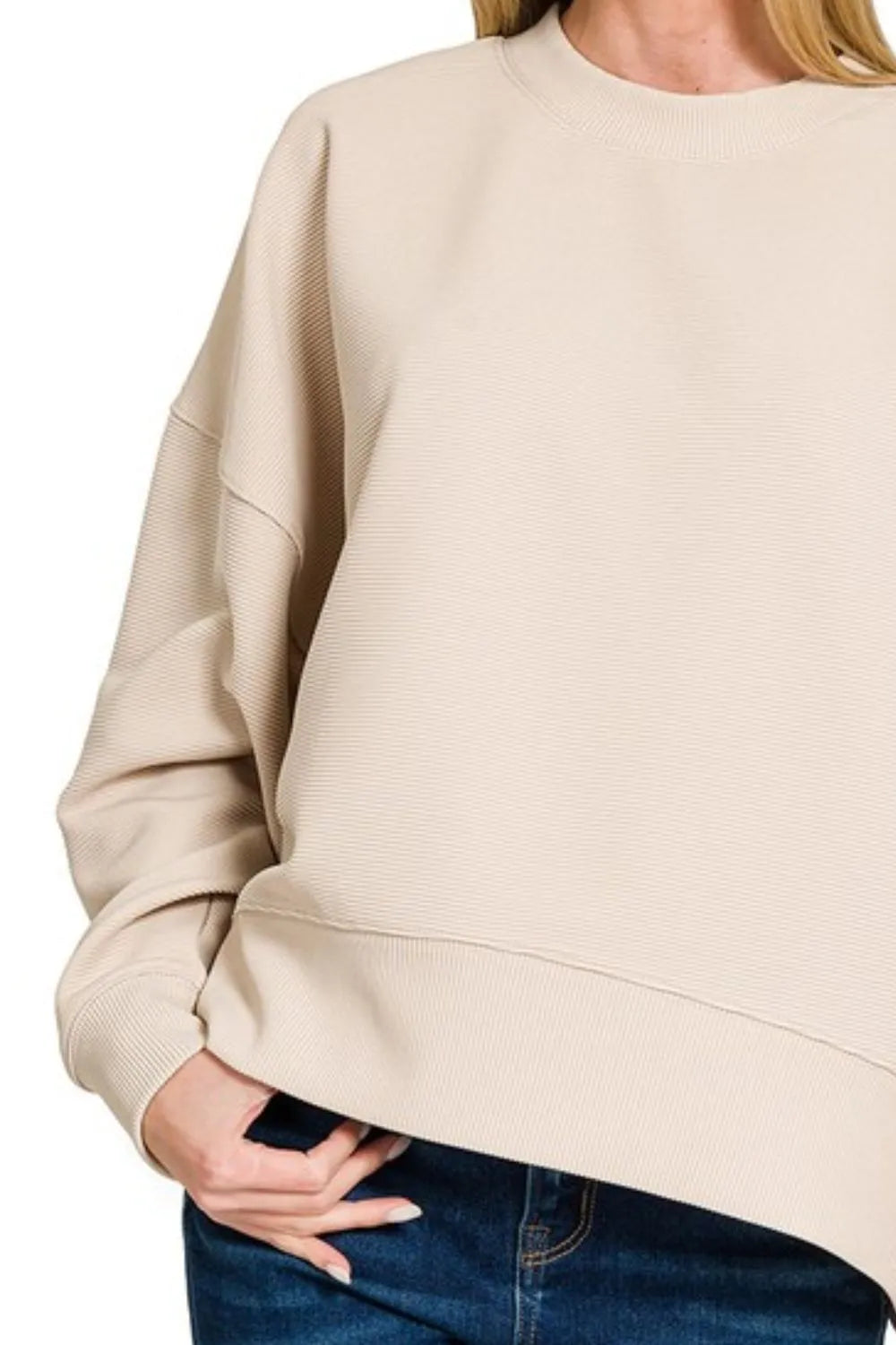Women's Ribbed Balloon Sleeve Sweater