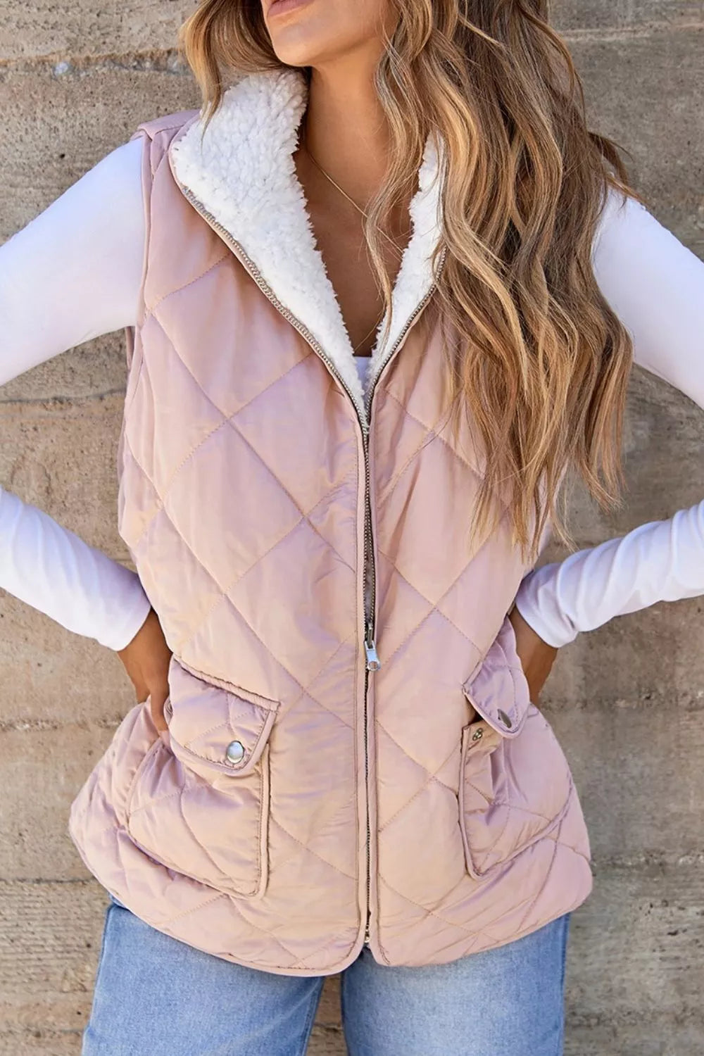 Reversible Quilted Sherpa-Lined Vest
