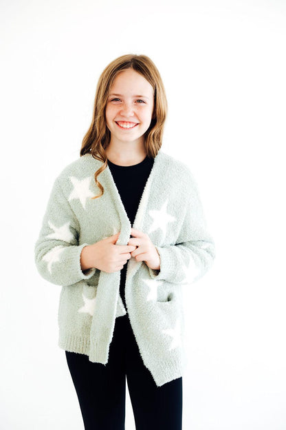 Sage and Cream Star Cozy Cardigan - Detail View 4
