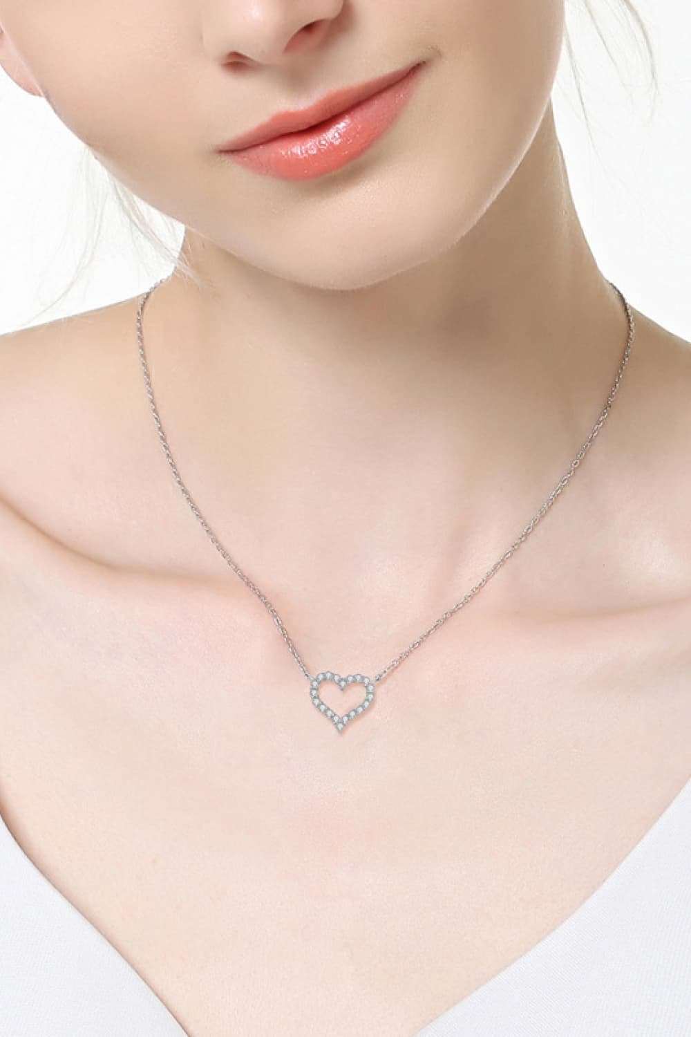 Adored Platinum-Plated Pave Heart Necklace