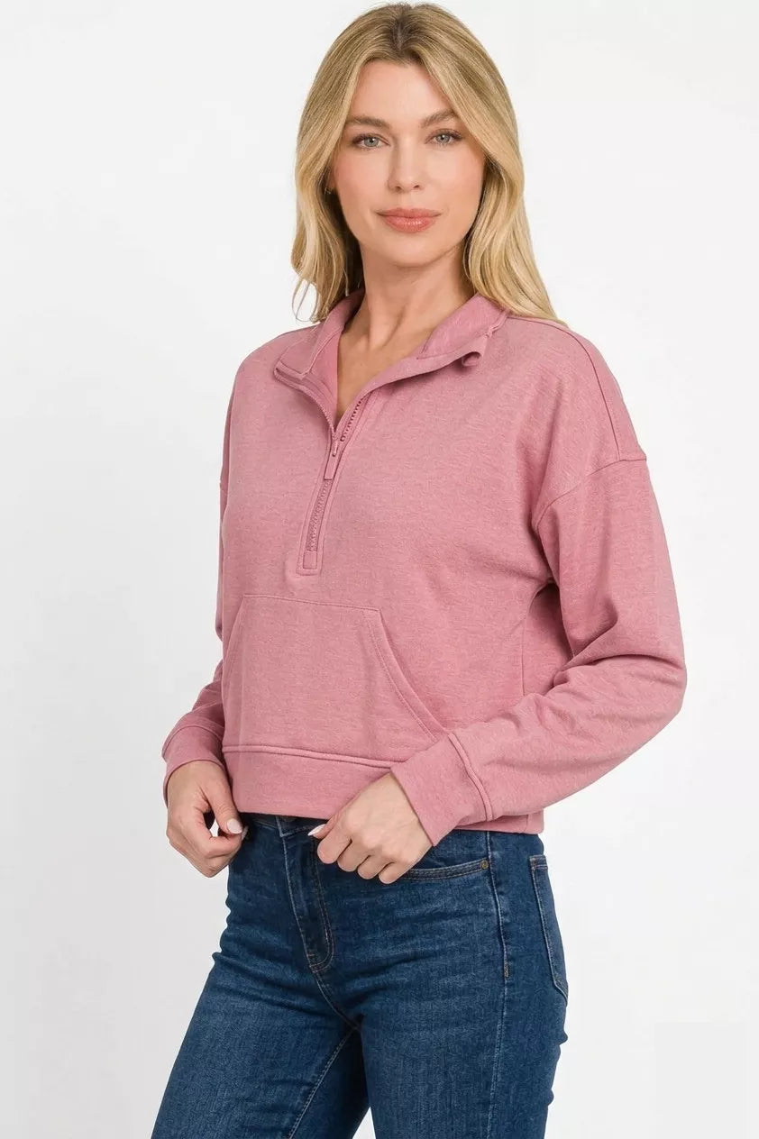 Scuba Half Zip Crop Pullover