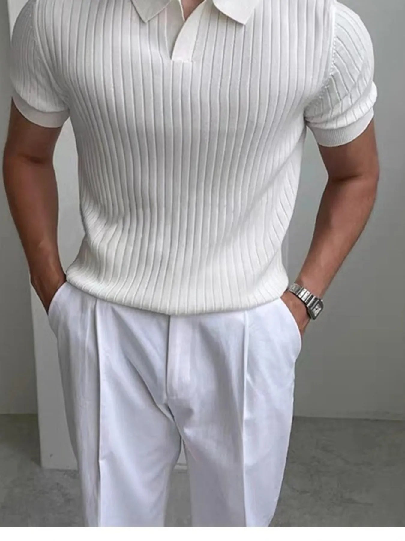 Men's Ribbed Knit Polo