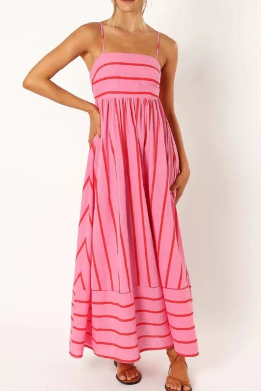 Striped Square Neck Maxi Dress