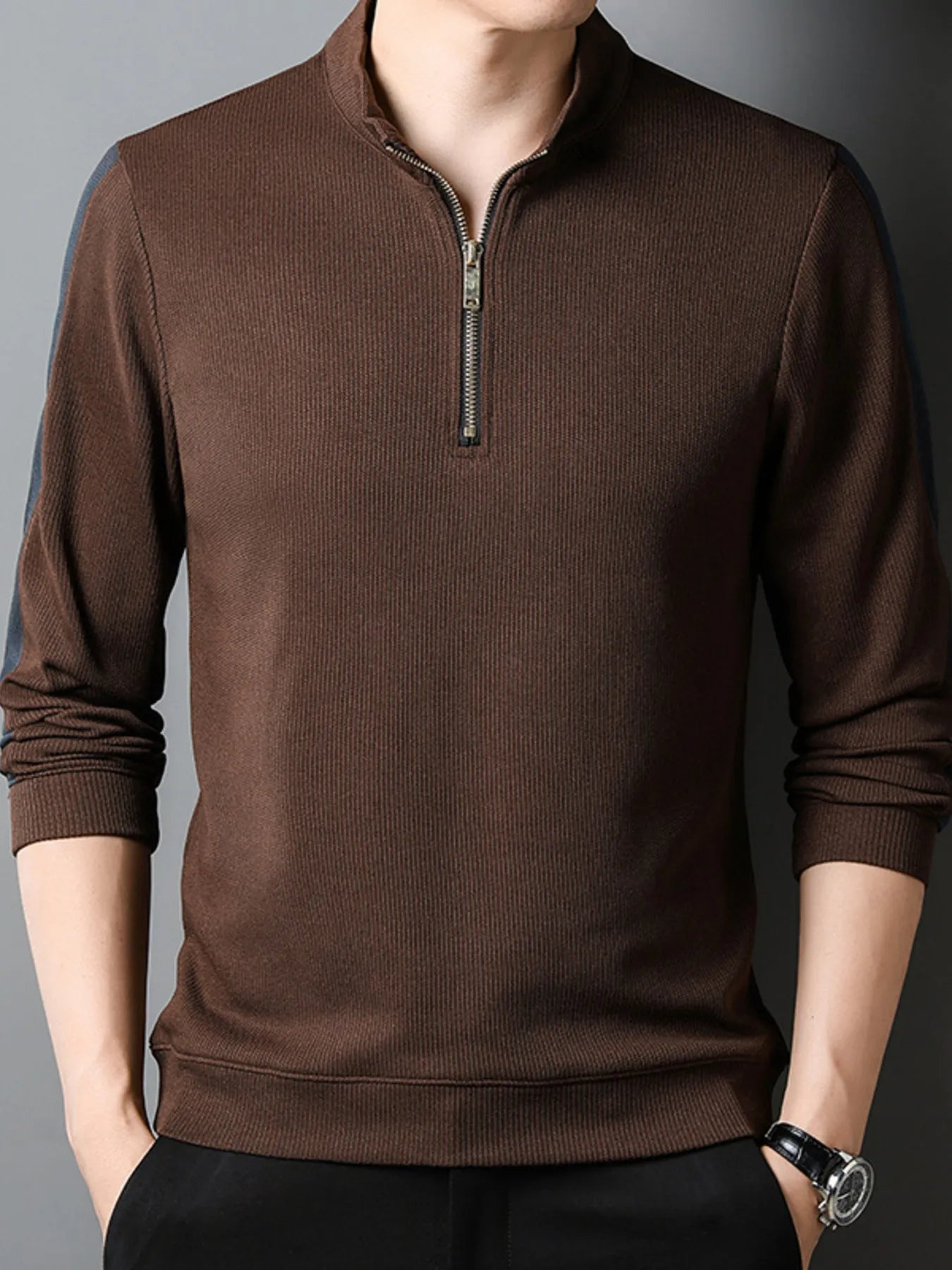 Men's Quarter Zip Long Sleeve Polo