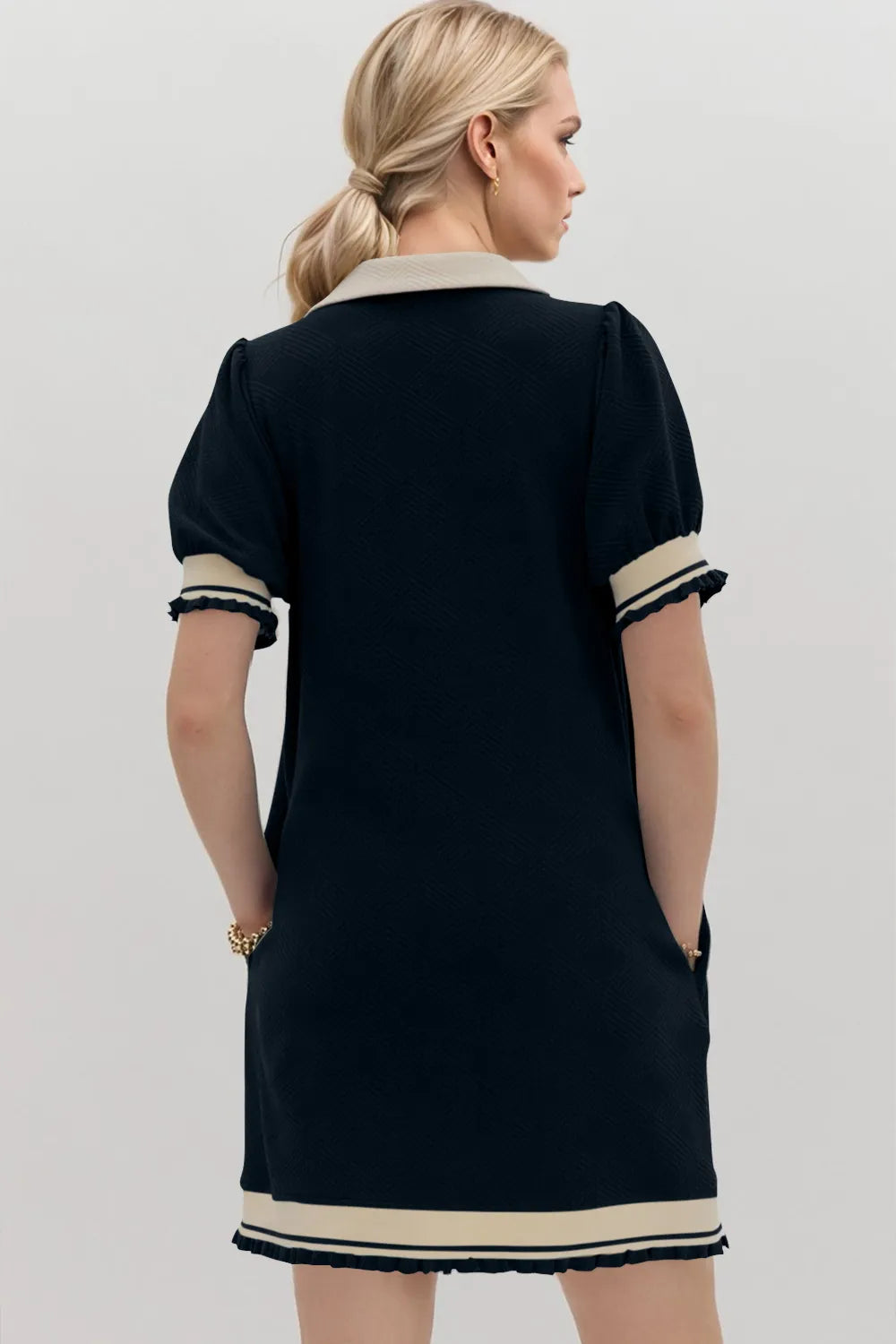 Johnny Collar Short Sleeve Mini Dress - Detail View 4