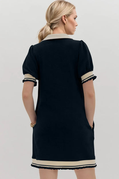 Johnny Collar Short Sleeve Mini Dress - Detail View 4