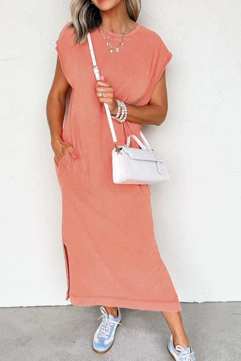 Sunset Side Slit T-Shirt Dress