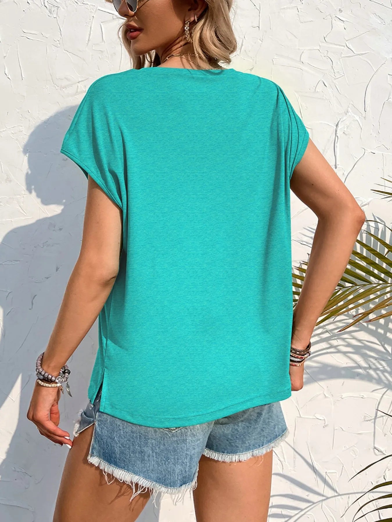 Women's Side Slit Round Neck T-Shirt