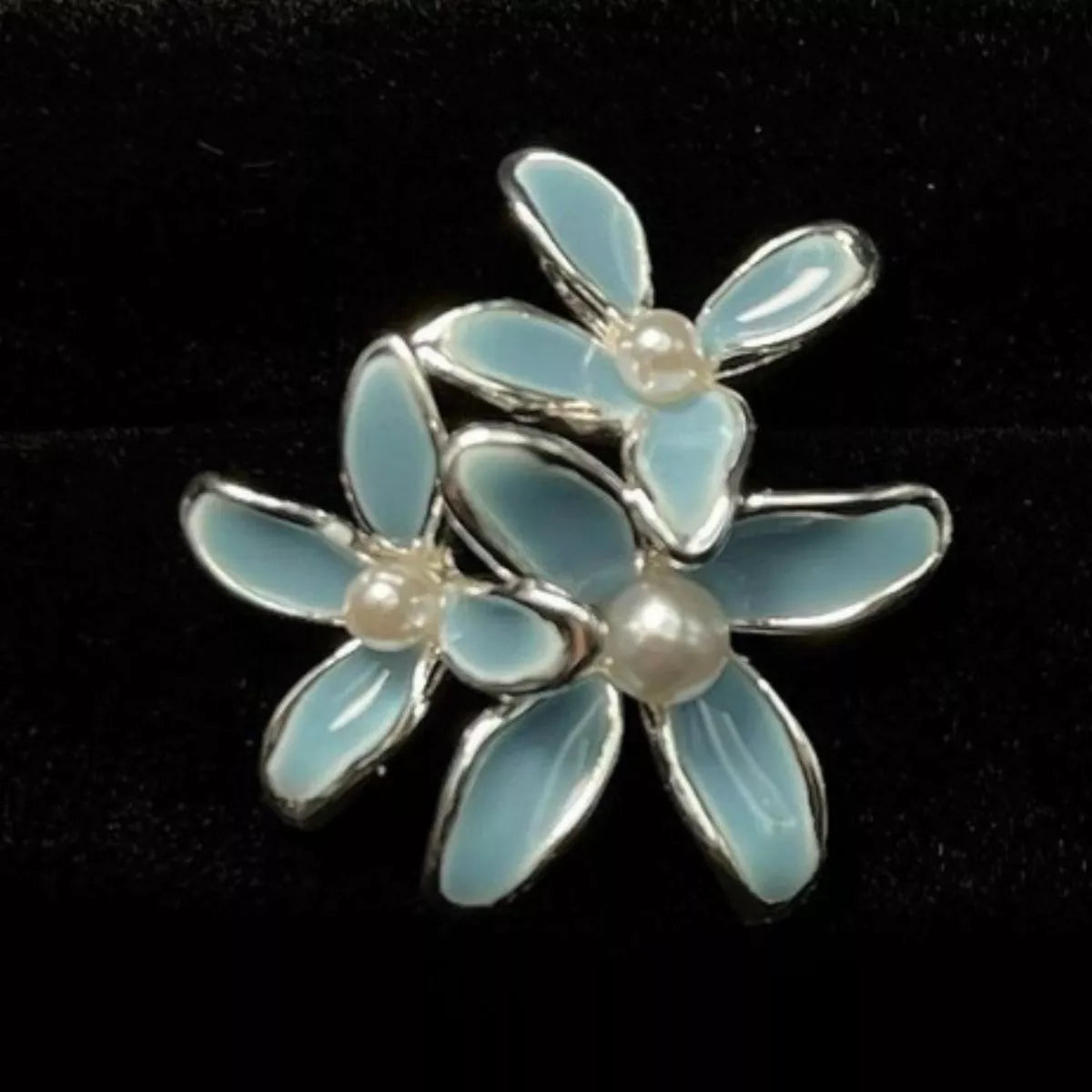 Flower Stud Earrings with Pearl Accent