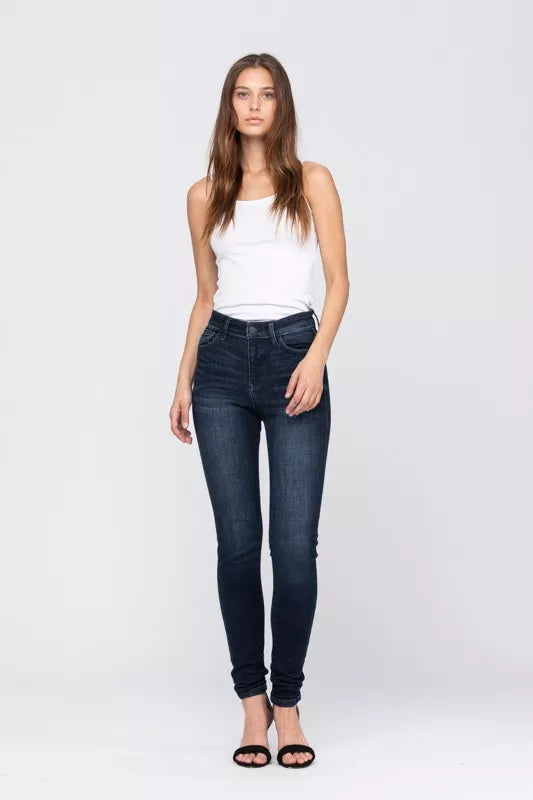 High Waist Dark Washed Skinny Jeans