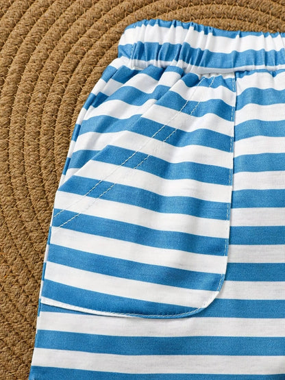 Dinosaur Tee & Striped Shorts Set - Detail View 6