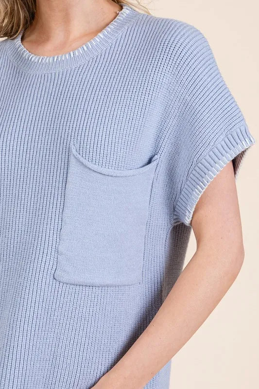 Cap Sleeve Knit Sweater