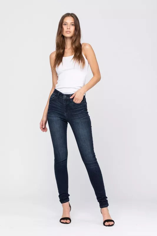 High Waist Dark Washed Skinny Jeans