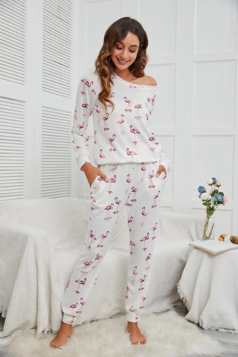 Flamingo Print Pajama Set