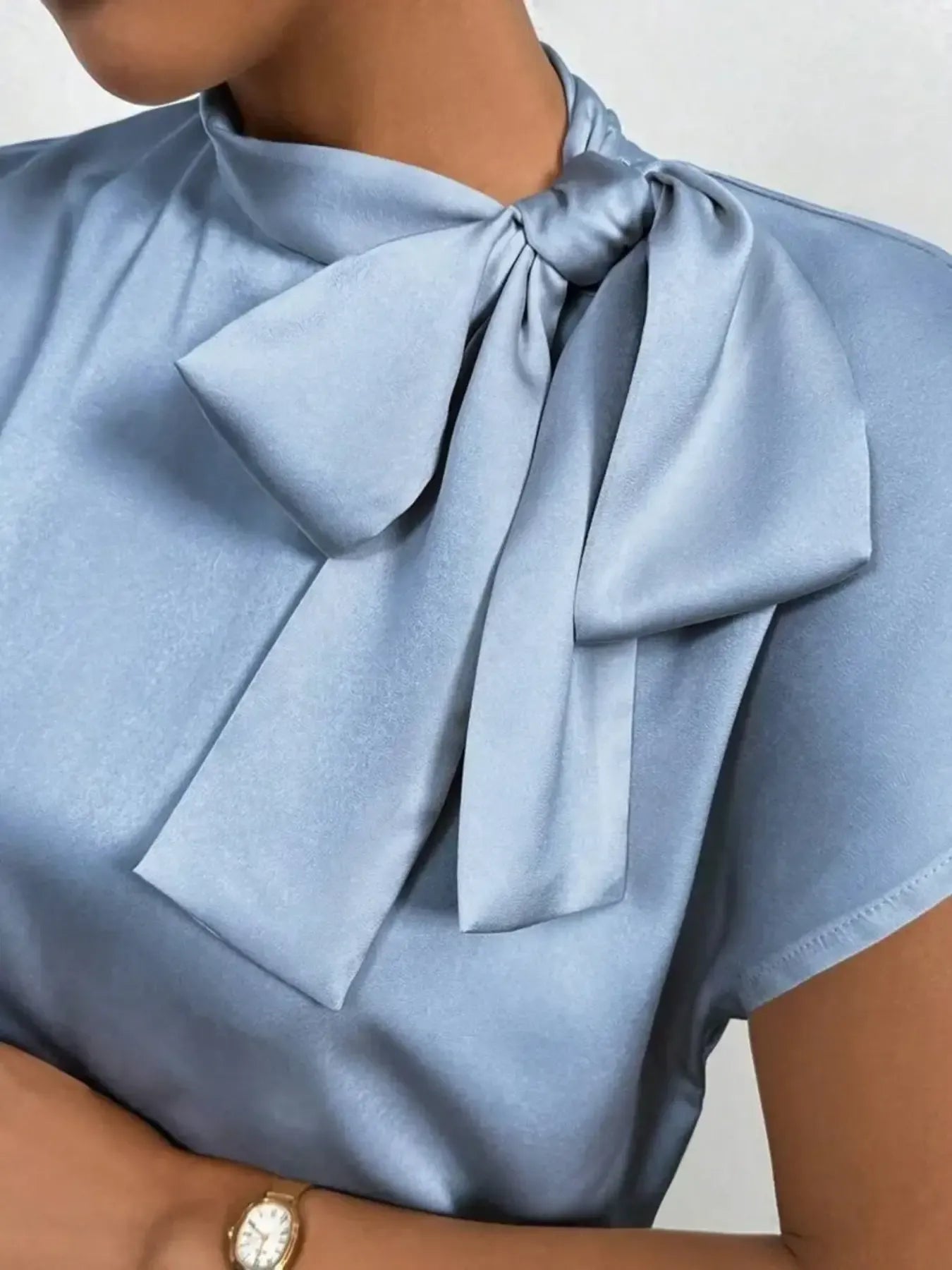 Satin Bow-Tie Blouse