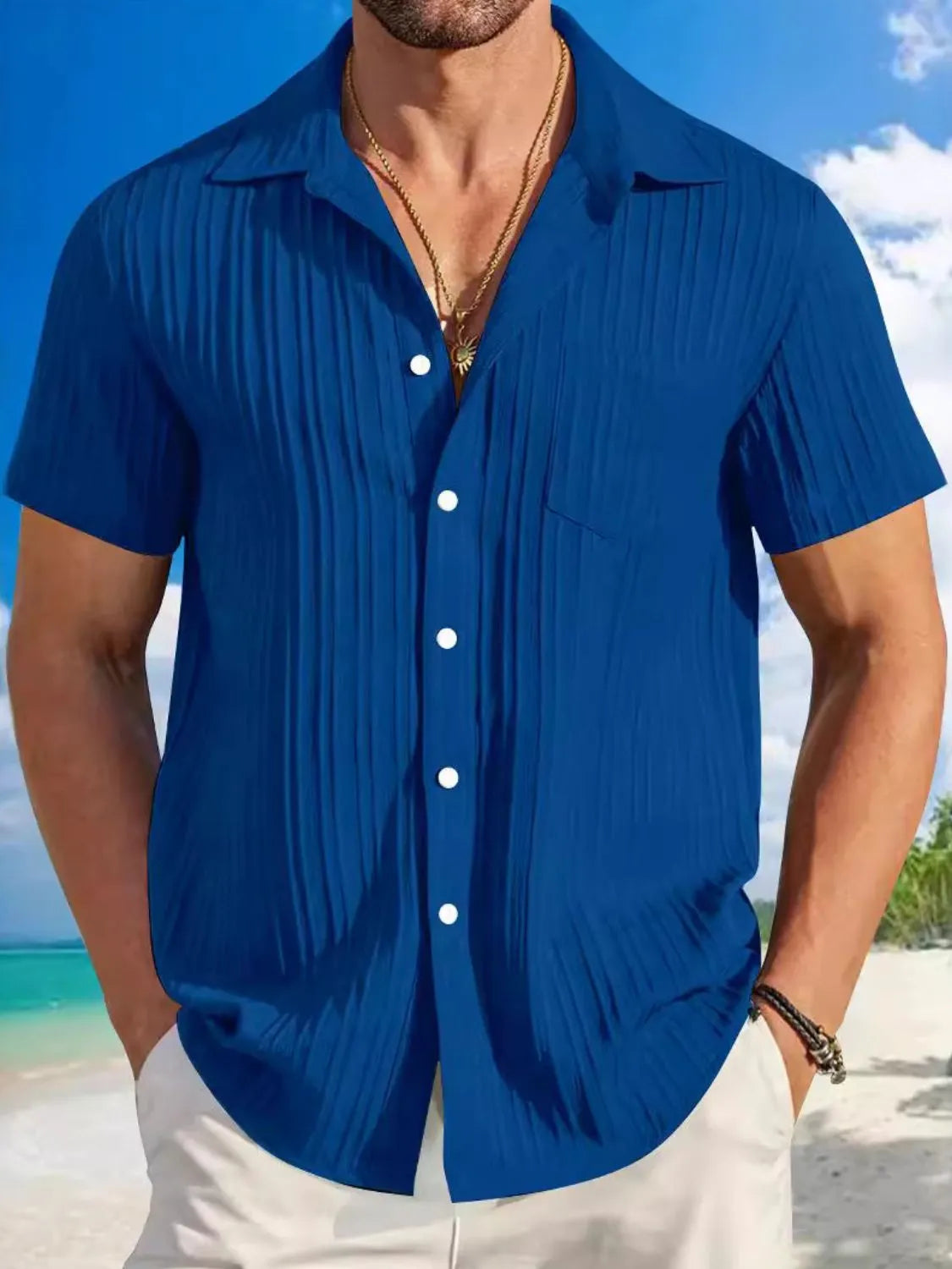 Men's Breezy Button-Up Short Sleeve Shirt