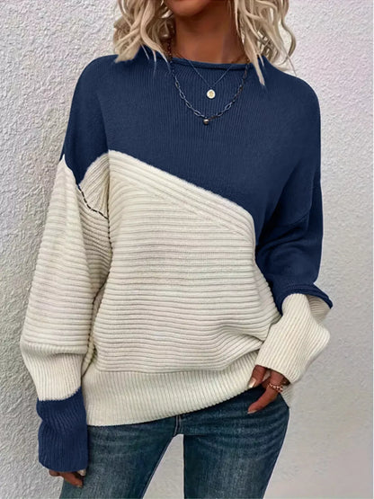 Color Block Ribbed Knit Sweater - Detail View 20