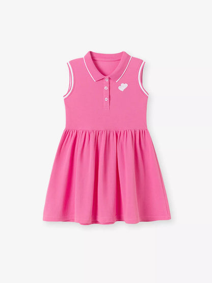 Girl's Sleeveless Polo Dress - Back View