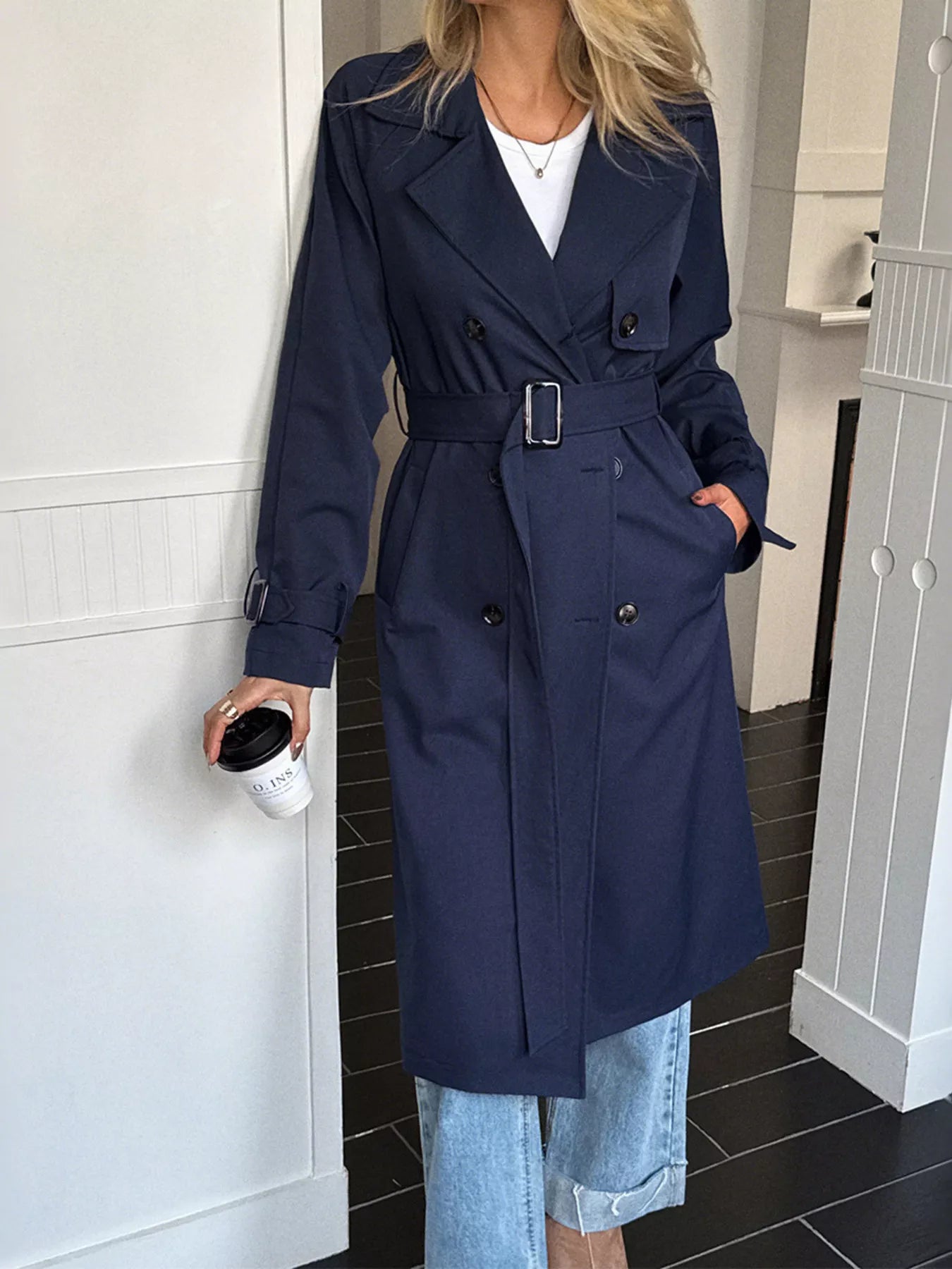 Double-Breasted Belted Trench Coat