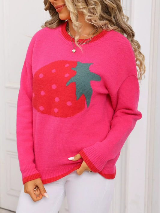 Strawberry Crew Neck Sweater - Detail View 4