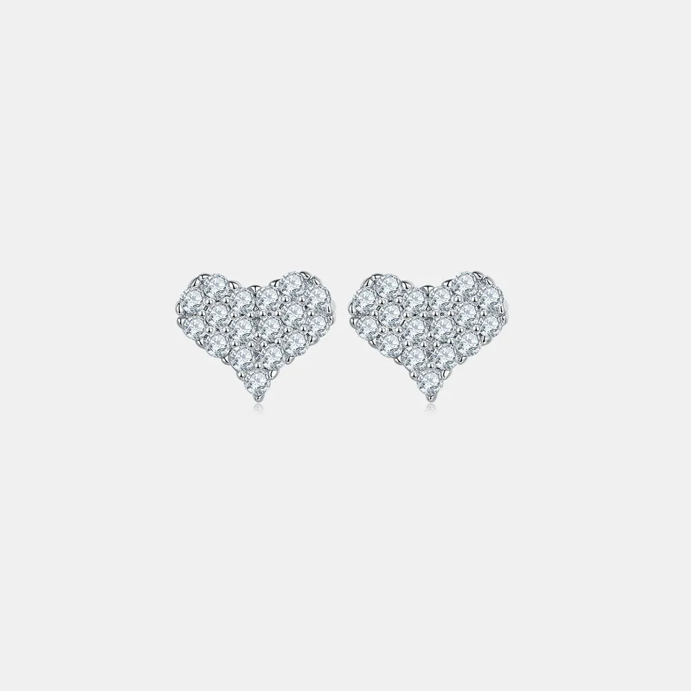Moissanite Pavé Heart-Shaped Stud Earrings