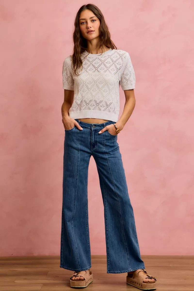 Seam Detail Mid Rise Denim Jeans