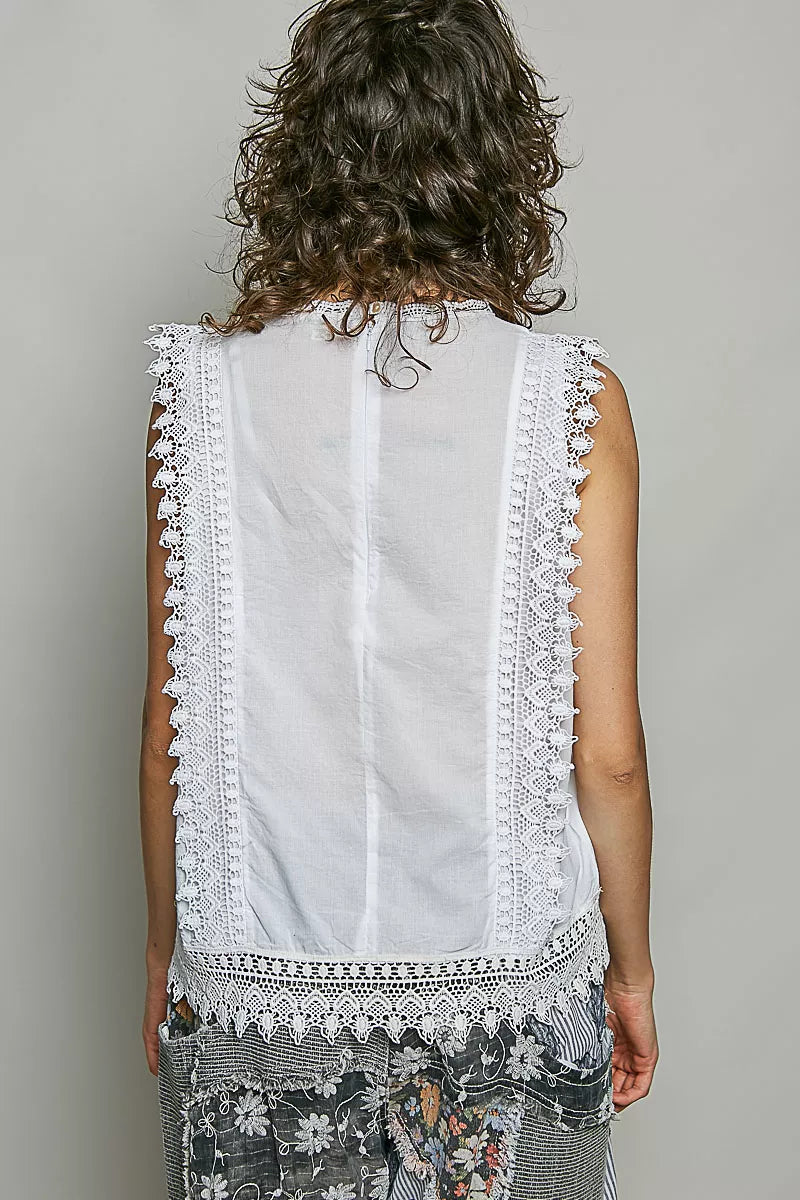 Embroidered Lace Sleeveless Top