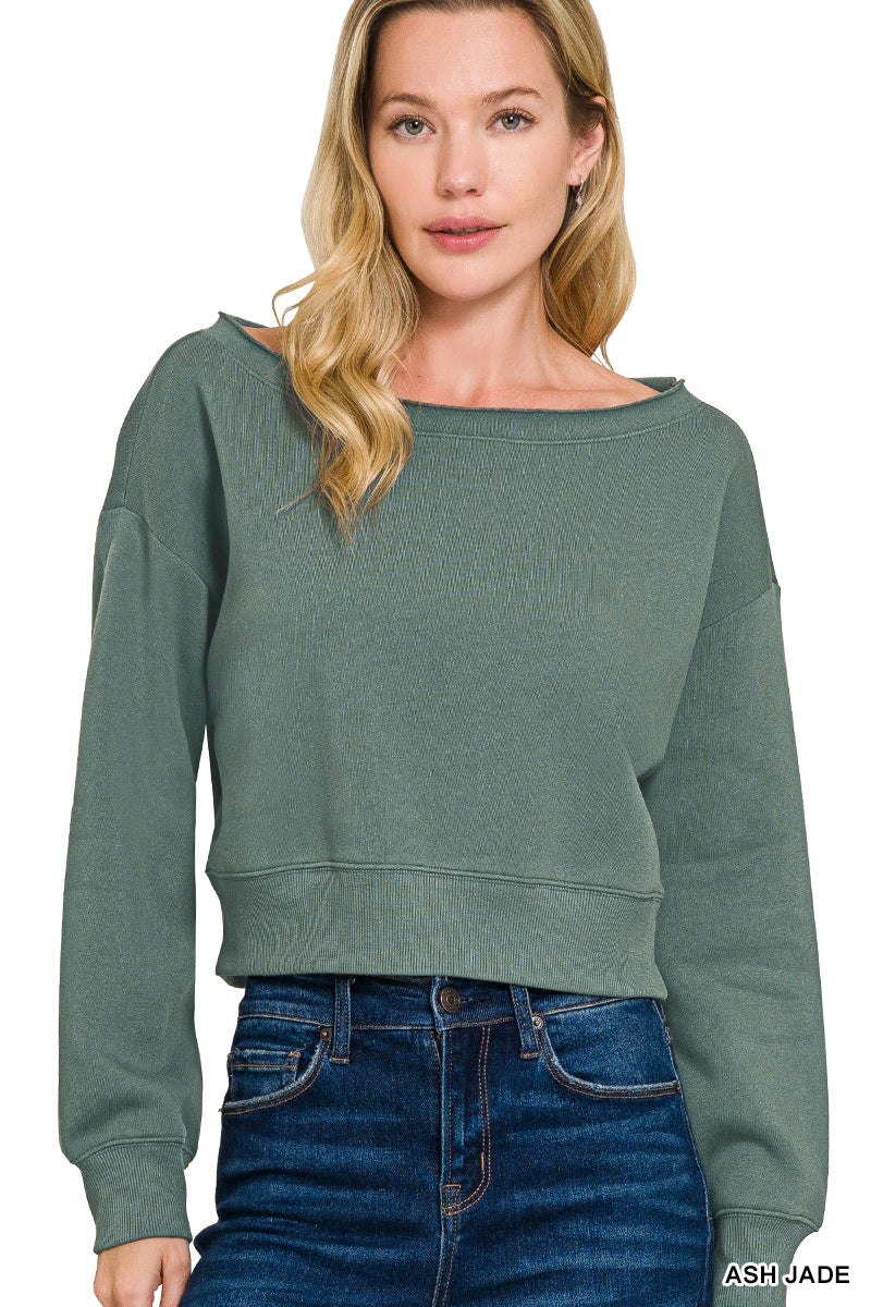 Fleece Boat-neck Sweatshirt