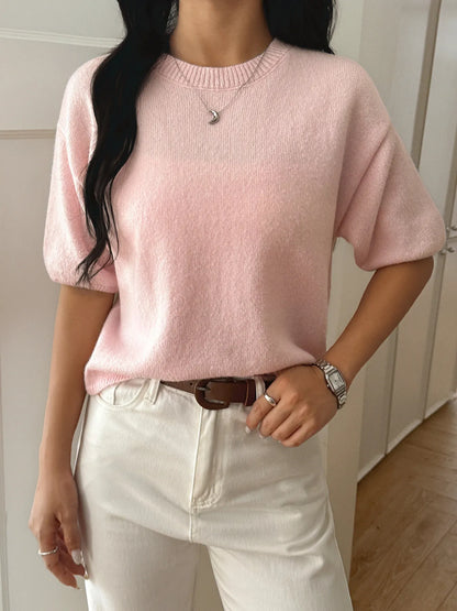 Ribbed Hem Round Neck Sweater - Detail View 4