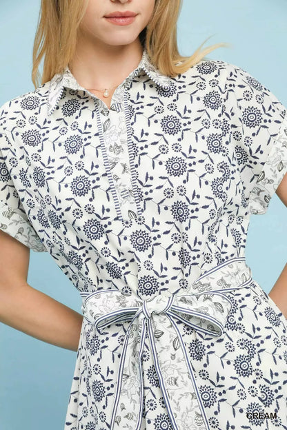 Easy Floral Shirt Dress with Printed Border - Detail View 5