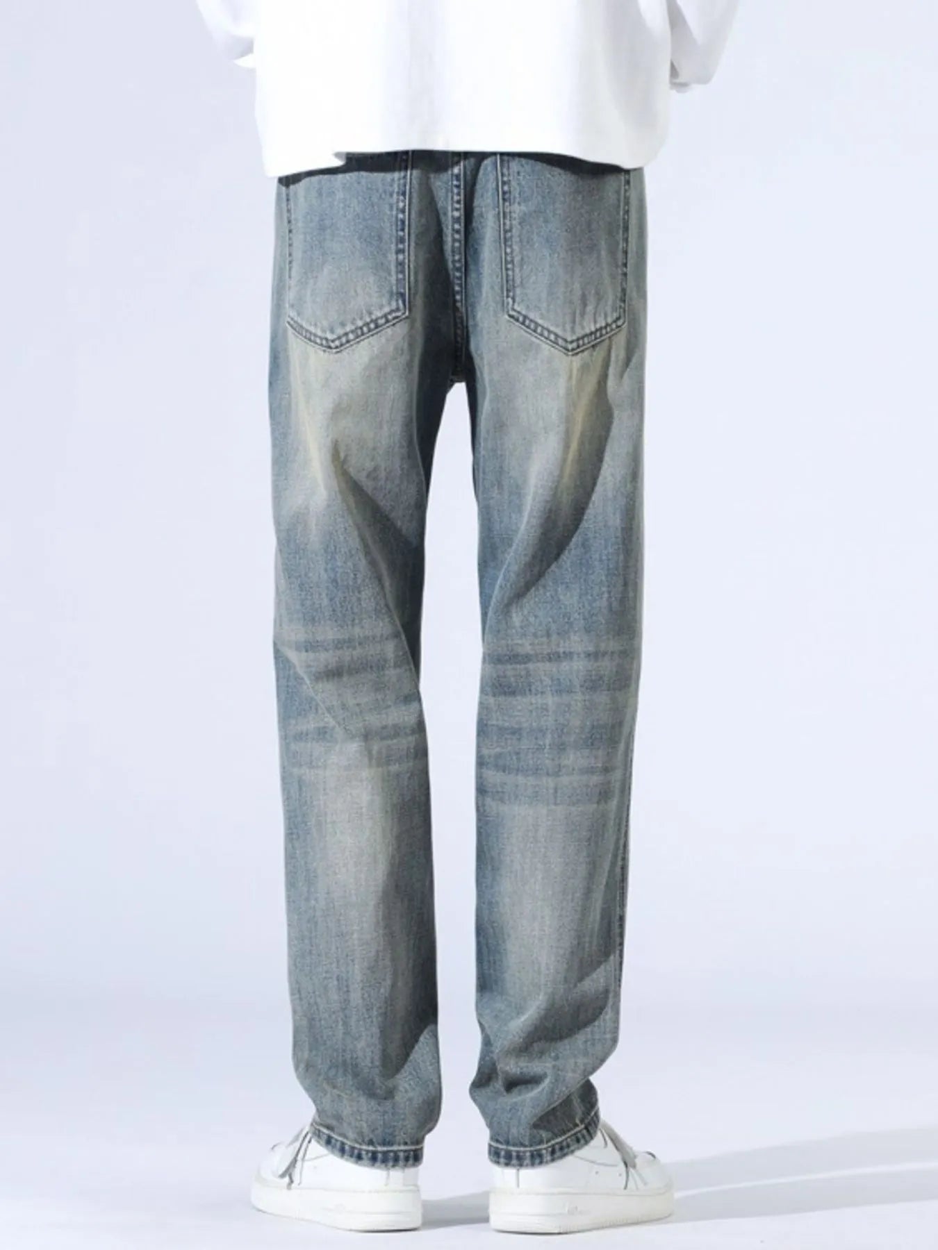 Men's Medium-Wash Straight Leg Jeans