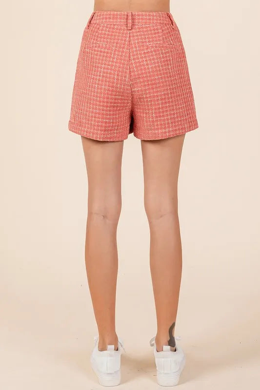 High-Waisted Tweed Shorts