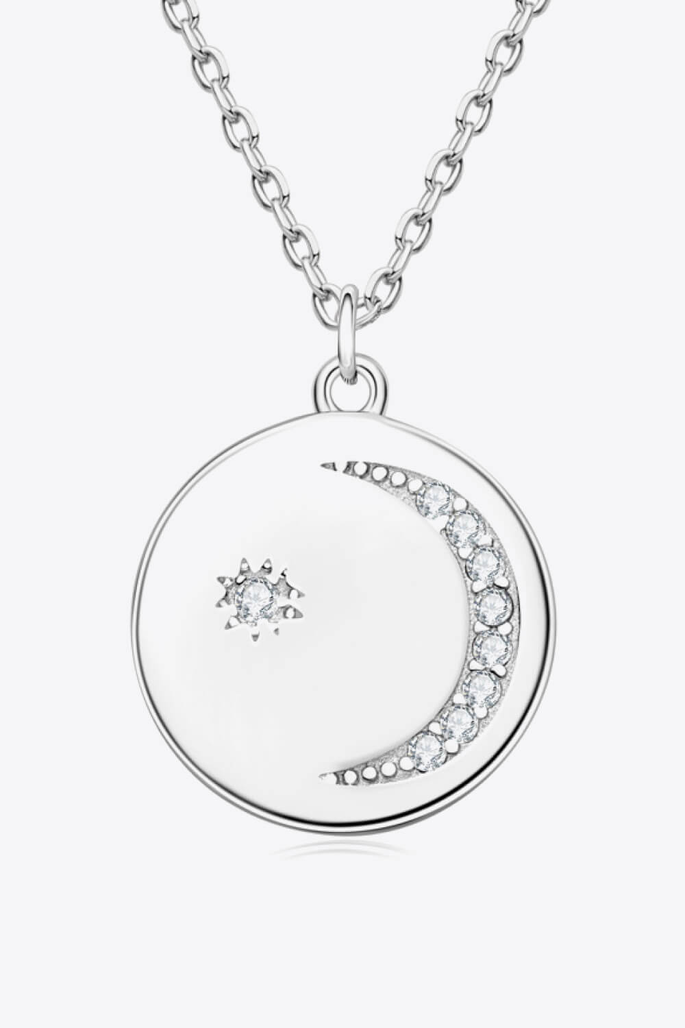 Moon and Star Disc Necklace
