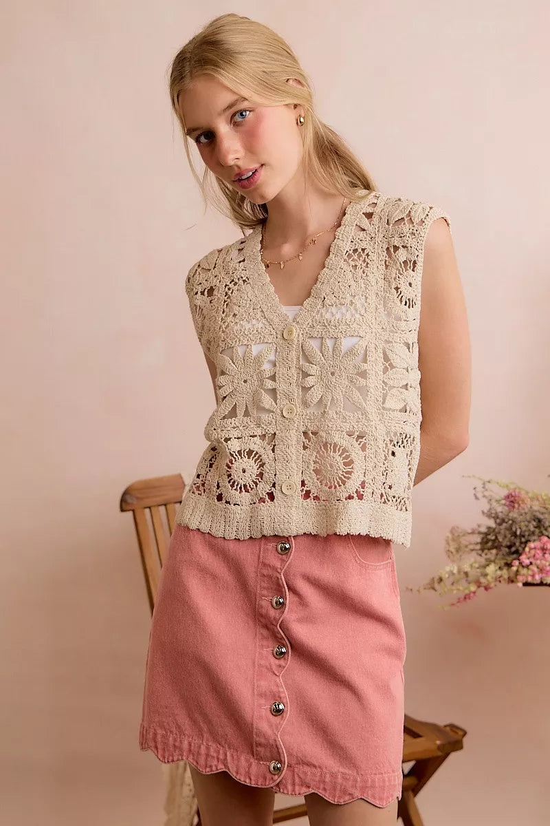 Summer Crochet Sleeveless Vest Top