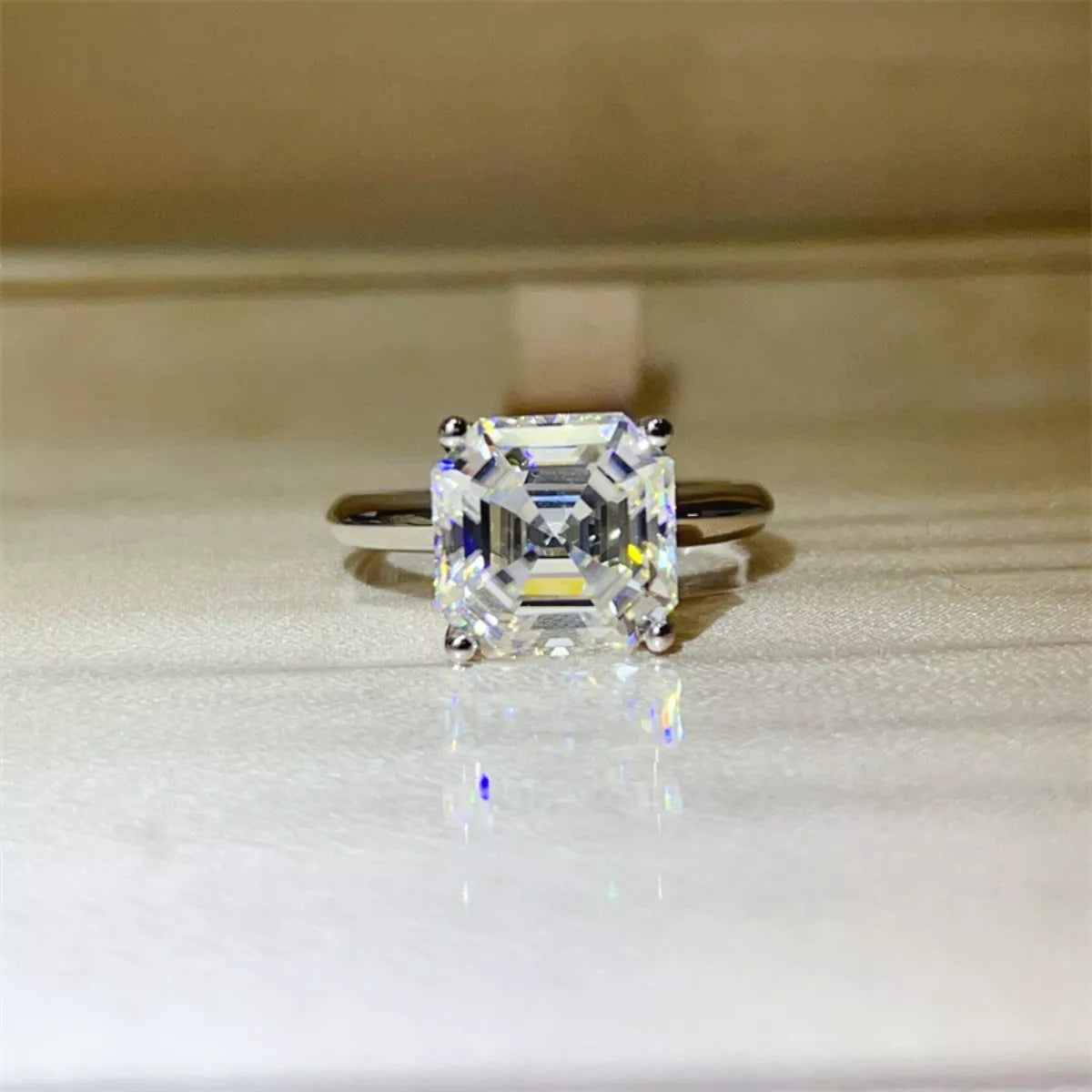 5 Carat Moissanite Asscher-Cut Solitaire Ring