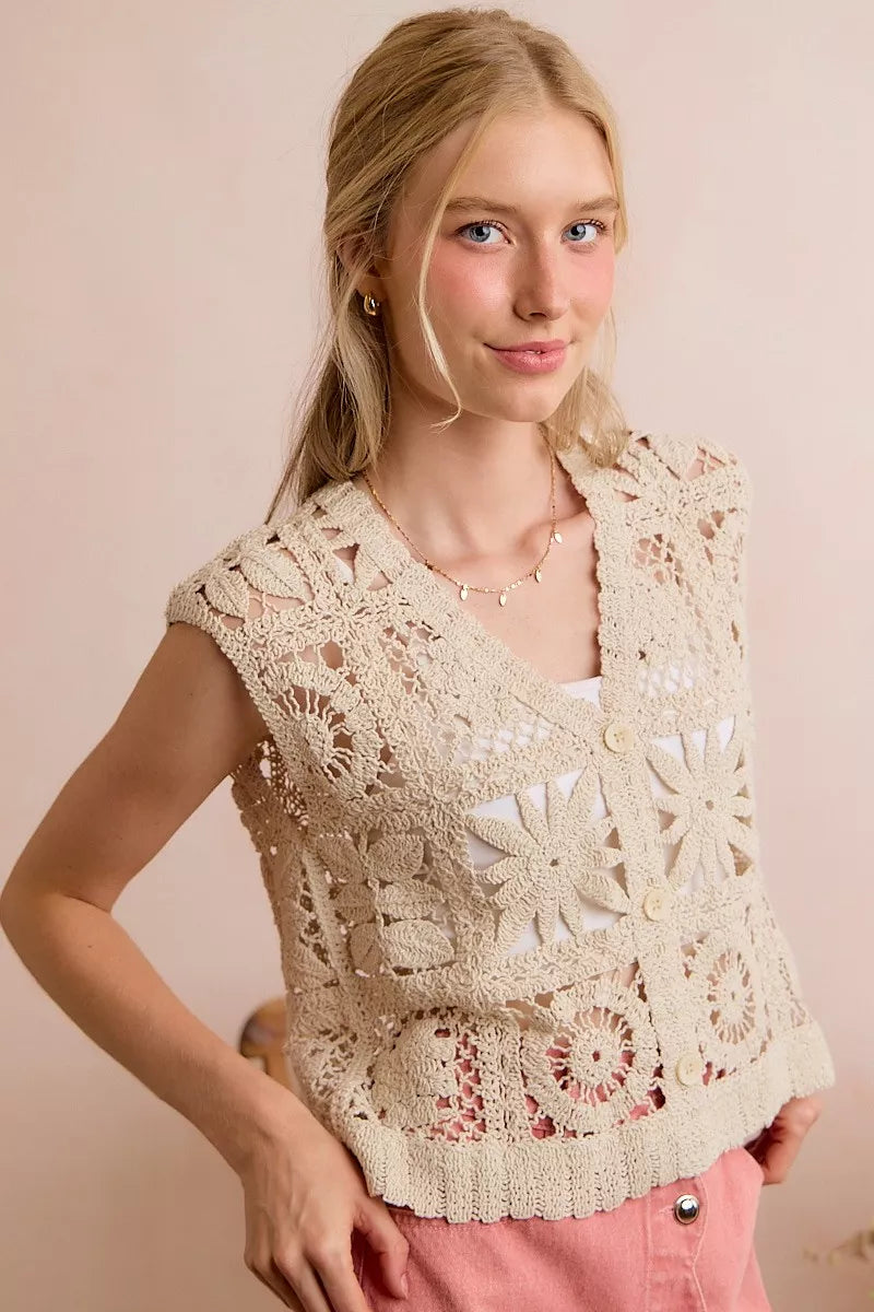 Summer Crochet Sleeveless Vest Top