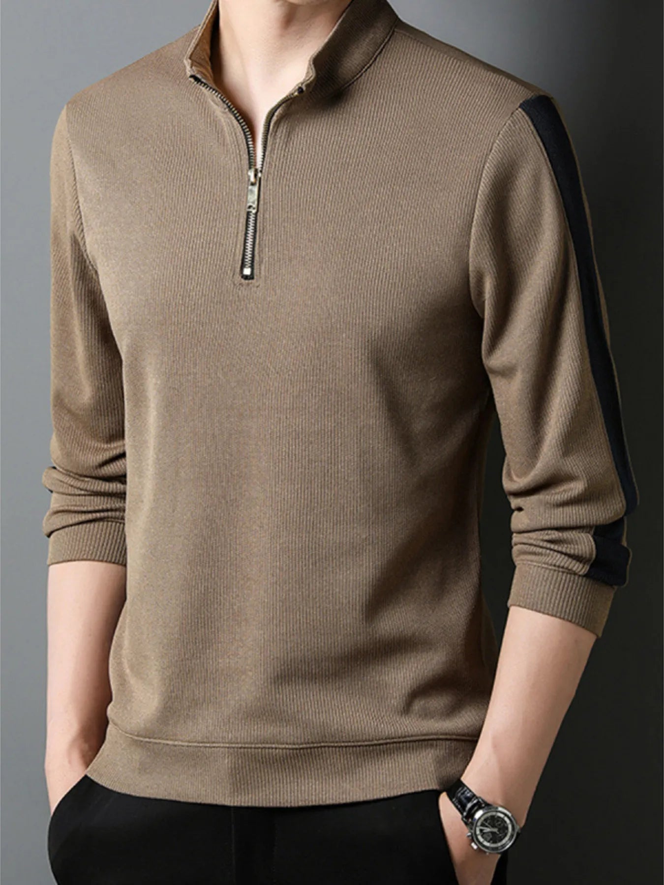 Men's Quarter Zip Long Sleeve Polo