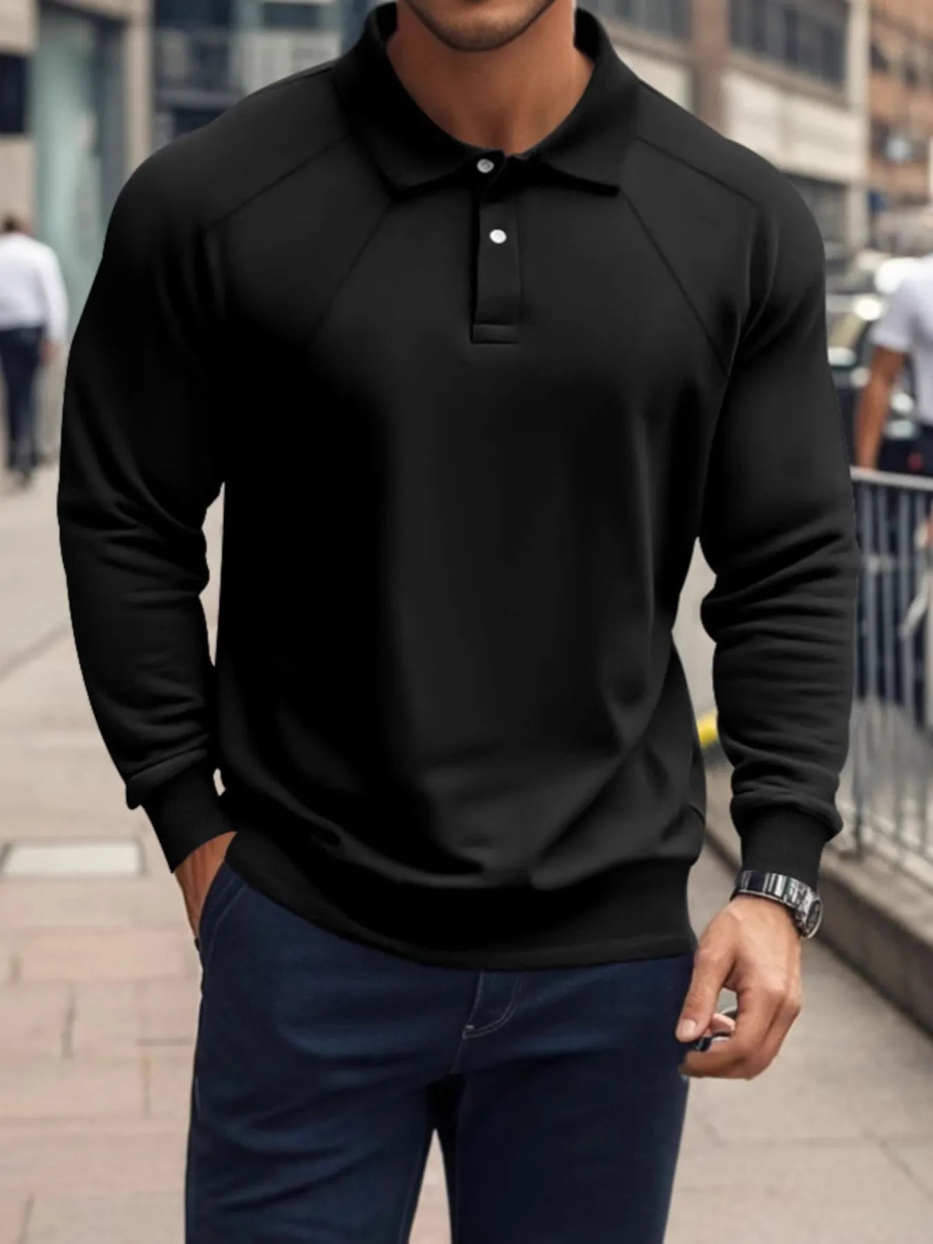 Men's Collared Long Sleeve Polo