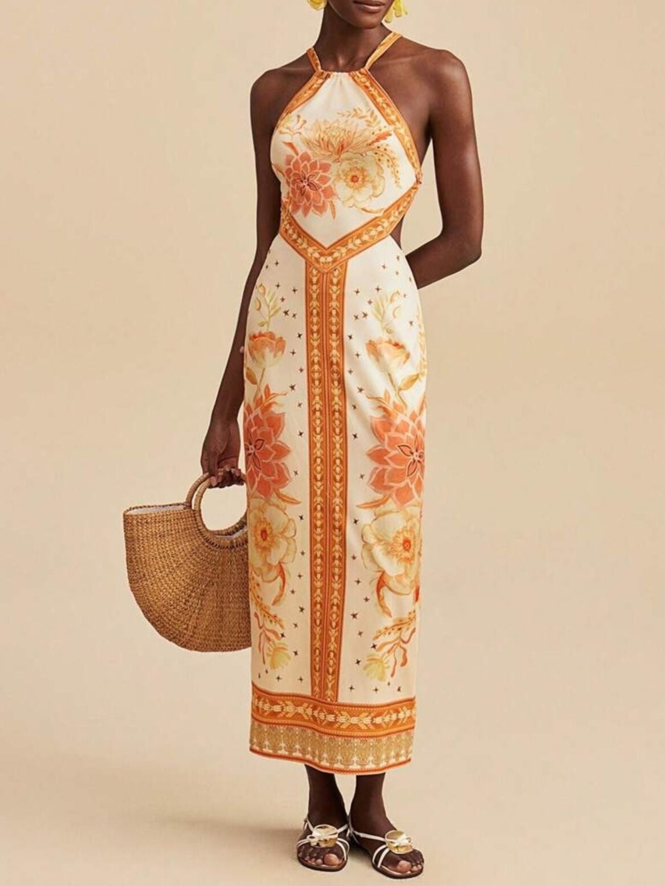 Floral Open Back Maxi Dress